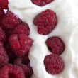 Raspberries with yogurt