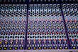 Color buttons and controls on audio mixing console