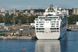 Cruise ship docked in Victoria, British Columbia harbor
