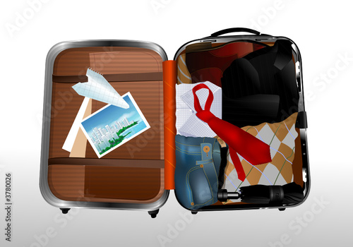 Vector: a suitcase with clothes a suitcase with clothes