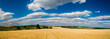 Landscape BIG panorama - field, trees and blue cloudy sky