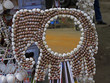 Mirror decorated by shells, for selling, Pollakkad, Kerala