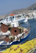 fishing boats greek islands cyclades selective focus on nets fishing boats greek islands cyclades selective focus on nets