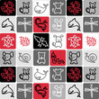 animaux motif damier