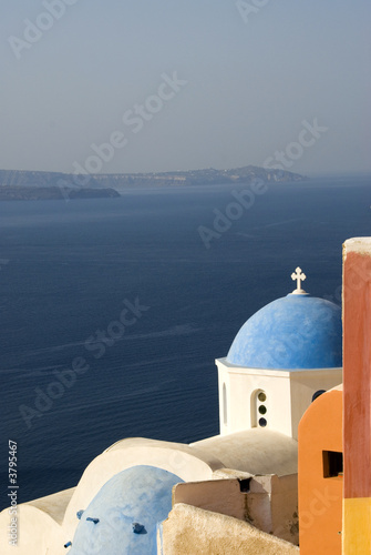 santorini classic church with greek island view