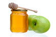Green Apples And A Jar Of Golden Light Honey 