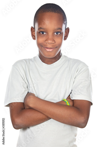 Photo: adorable African boy a over white background adorable African boy a over white background