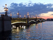 Illuminated bridge on white night in St Petersburg