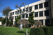 Commercial or industrial building with landscaping