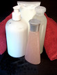 Skin care bath and beauty products on black   