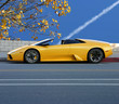 Photo: Yellow modern sporty car, fall in California Yellow modern sporty car, fall in California