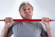 Fifty-year-old man training with difficulty Fifty-year-old man training with difficulty