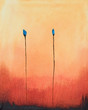 This is an abstract painting of blue flowers. This is an abstract painting of blue flowers.
