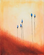 This is an abstract painting of blue flowers. This is an abstract painting of blue flowers.