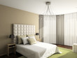 Modern interior. 3D render. Bedroom. Exclusive design.