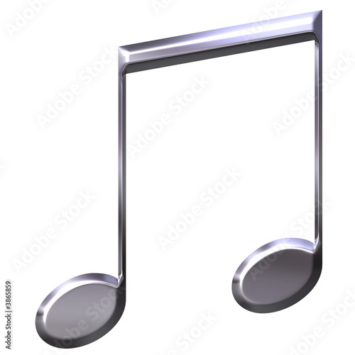 Illustration: 3D Silver Eighth Notes 3D Silver Eighth Notes