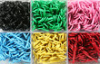 Box of colorful paperclips