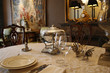 antique tableware and silver soupbowl