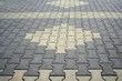 Close-up of an aged brick paved courtyard