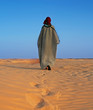 footprint of the person on sand in desert