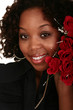 African American Girl Holding Bunch Of Roses