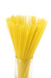 uncooked spaghetti in a glass