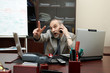 Successful Boss in work. Emotions! He is too busy.