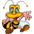Wasp 19 smiling - detailed cartoon illustration.