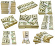 the thousands US dollars heaps isolated on white background