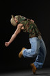 krump style dancer jumping on leg krump style dancer jumping on leg