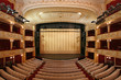 Theater stage with gold safety curtains Theater stage with gold safety curtains