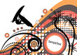 groovy grunge vector tropical design with windsurfer in the air