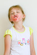 The girl was smeared with jam