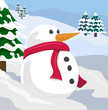  A snowman in a winter scene