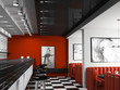 Interior of fashionable bar with cafeteria chairs Interior of fashionable bar with cafeteria chairs