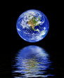 globe with water reflection