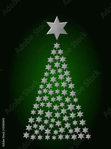 Illustration: Weihnachtsbaum-Sterne-Silber-Grün Weihnachtsbaum-Sterne-Silber-Grün