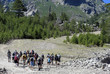 Backpacker People on Mountain Hiking 