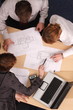 Architect, clients,blueprints Architect, clients,blueprints
