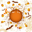 Halloween background with bats & pumpkin, vector