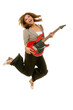 Photo: Young Female Adult Jumping While Playing Guitar Young Female Adult Jumping While Playing Guitar