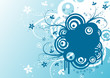 Flower background with circles, vector illustration