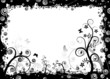Grunge floral frame with circle & butterfly, vector illustration