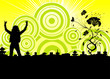 Silhouette woman on background with flower, vector