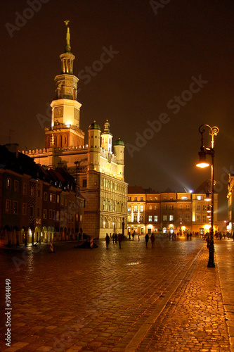 poznan night town old