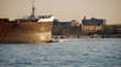 Sunset view towards industrial port