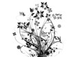 black floral element in white background