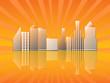 city with reflection orange