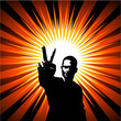 Man giving peace sign