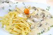 Noodles and mushrooms